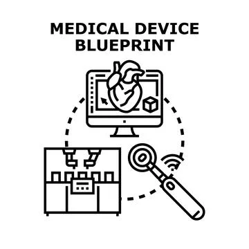 Medical device blueprint for innovative engineering and creation Illustrazione stock