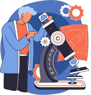 Medical device design and development, scientist develop equipment and appliance Stockillustratie