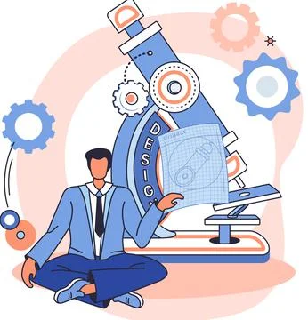 Medical device design and development, scientist develop equipment and appliance Stock Illustration