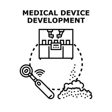 Medical device development manufacturing innovative healthcare technology Stock Illustration
