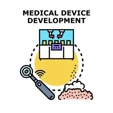 Medical device development manufacturing innovative healthcare technology Stock Illustration
