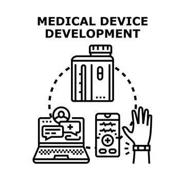 Medical device development process managing digital healthcare Stock Illustration