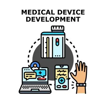 Medical device development process managing digital healthcare Stock Illustration