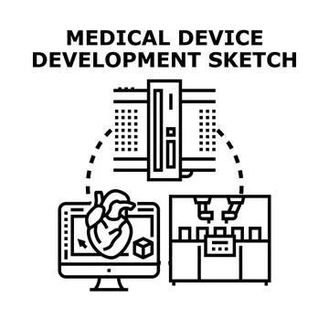 Medical device development process sketch icon 스톡 일러스트