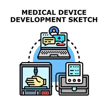 Medical device development sketching and prototyping process Stock Illustration