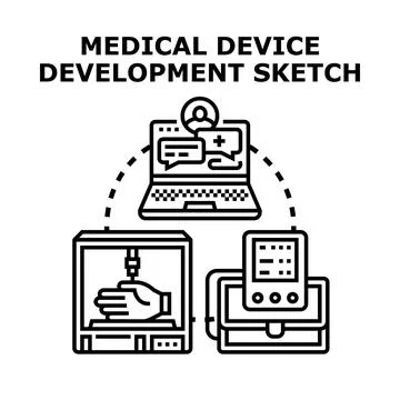 Medical device development sketching and prototyping process Stockillustratie