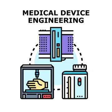 Medical device engineering concept illustrating healthcare technology innov.. Stock Illustration
