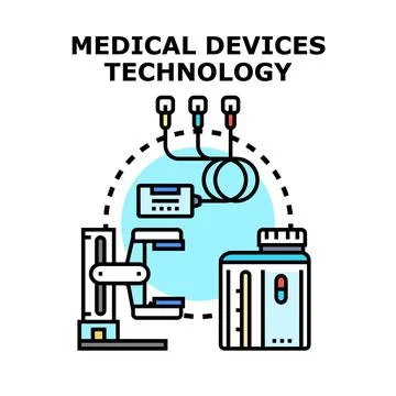 Medical devices technology development and healthcare innovation Stock Illustration