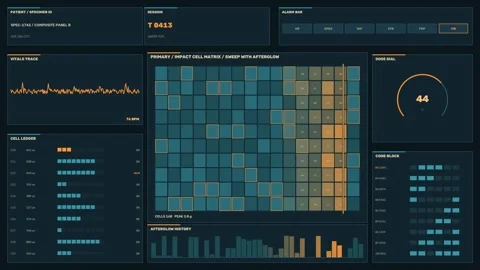 Medical Diagnostics Cell Matrix HUD Seamless Loop Stock Footage 342332441