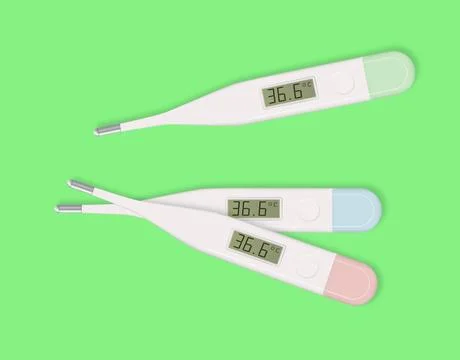 Medical digital thermometer. Temperature scanner for fever vector illustration Stock Illustration