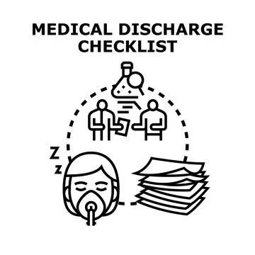 Medical discharge checklist concept illustration for patient recovery Stock Illustration