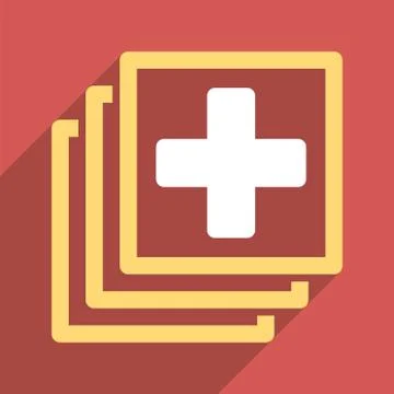 Medical Docs Flat Square Icon with Long Shadow Stock Illustration