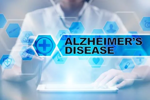 Medical doctor using tablet PC with alzheimers disease medical concept. Illustrazione stock