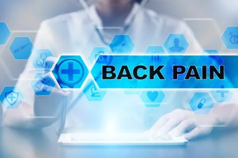 Medical doctor using tablet PC with back pain medical concept. Stock Illustration