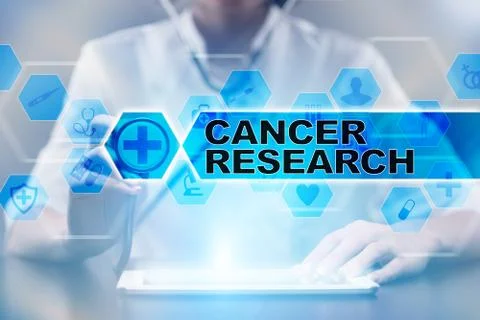 Medical doctor using tablet PC with cancer research medical concept. Stock Illustration