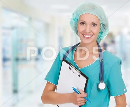 Medical doctor woman in the office Stock Photos