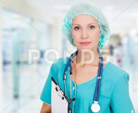 Medical doctor woman in the office Stock Photos