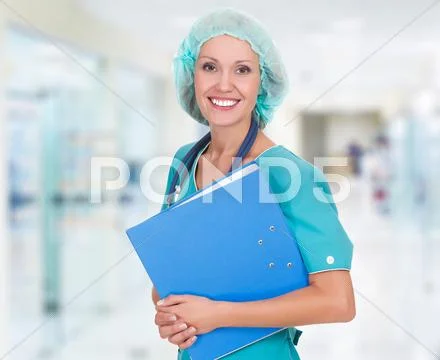 Medical doctor woman in the office Stock Photos