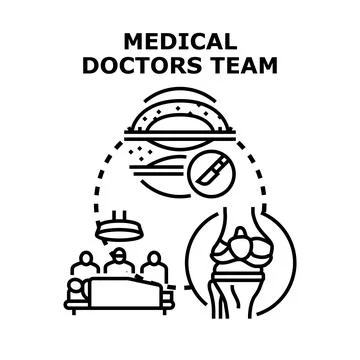 Medical doctors team performing different surgical procedures Stock Illustration