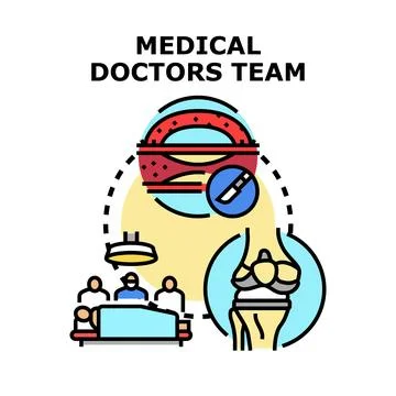 Medical doctors team performing different surgical procedures Stock Illustration
