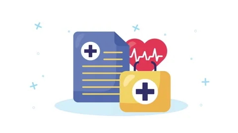 Medical document motion graphic animation with heart pulse and first aid ki.. Stock Footage 334533910