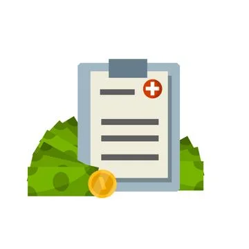 Medical document with sheet, paper. Set of objects of hospital. Stock Illustration