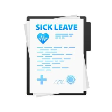 Medical document. Sick leave certificate. Vector stock illustration. Illustration
