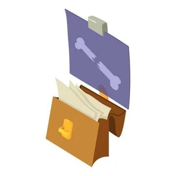Medical documentation icon isometric vector. Briefcase with paper xray brok bone Stock Illustration