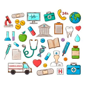 Medical doddle set Stock Illustration