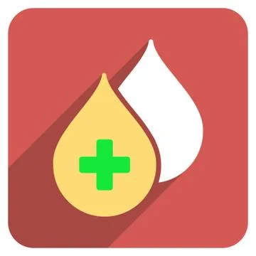 Medical Drops Flat Rounded Square Icon with Long Shadow Stock Illustration