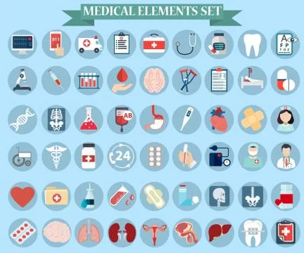 Medical elements mega set Stock Illustration