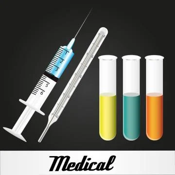 Medical elements over  black, isolate, vector illustration Illustrazione stock
