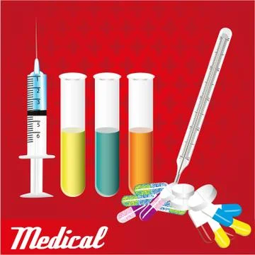 Medical elements over  pattern balckground, vector illustration イラスト素材