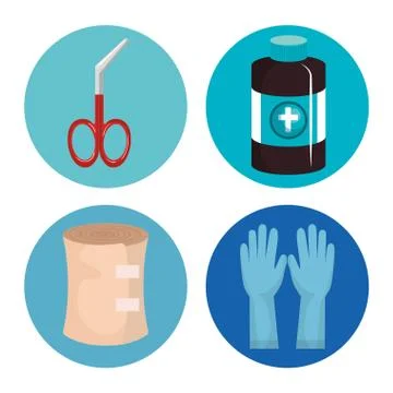 Medical elements set icons Stock Illustration
