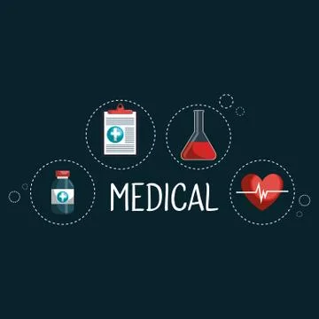 Medical elements set icons Stockillustratie