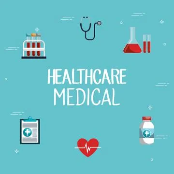 Medical elements set icons Illustrazione stock