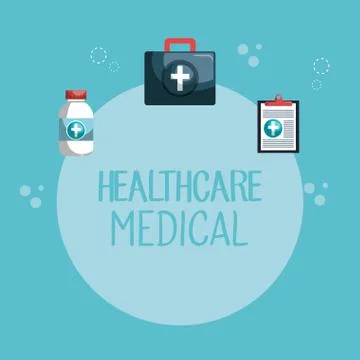 Medical elements set icons Illustrazione stock