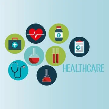 Medical elements set icons Illustrazione stock
