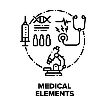 Medical Elements Vector Concept Black Illustrations Stock Illustration