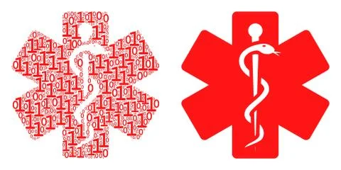 Medical Emblem Composition of Binary Digits 스톡 일러스트