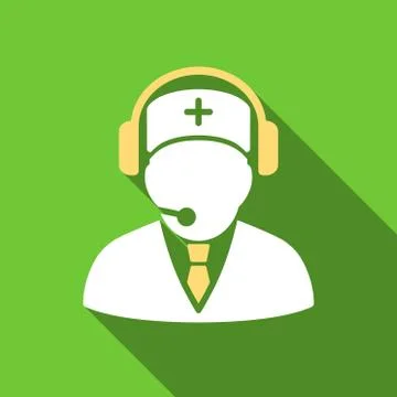 Medical Emergency Operator Flat Long Shadow Square Icon Illustrazione stock