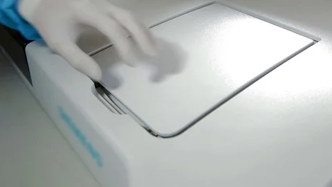 Medical equipment makes analysis of bio materials Stock Footage 70628341