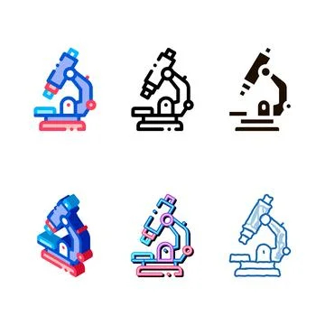Medical equipment microscope vector thin line icon designs Stock Illustration