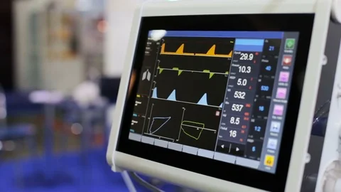 Medical equipment that shows lung function Stock Footage 75894032