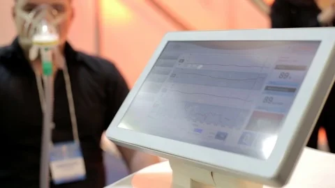 Medical equipment that shows lung function Stock Footage 77336489