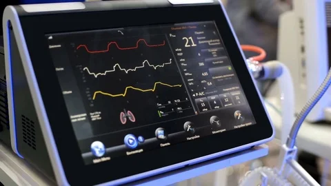 Medical equipment that shows lung function Stock Footage 78595421
