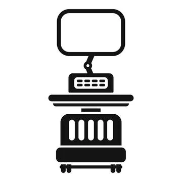 Medical equipment standing on wheels with empty screen for data displaying Stock Illustration