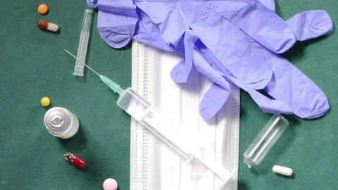Medical equipment on table Stock Footage 70748140