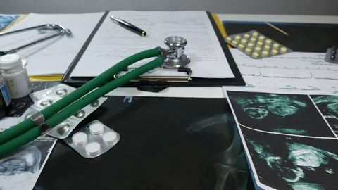 Medical equipment on the table Stock Footage 87356420