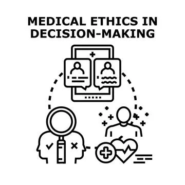 Medical ethics decision making choosing options in healthcare Stock Illustration